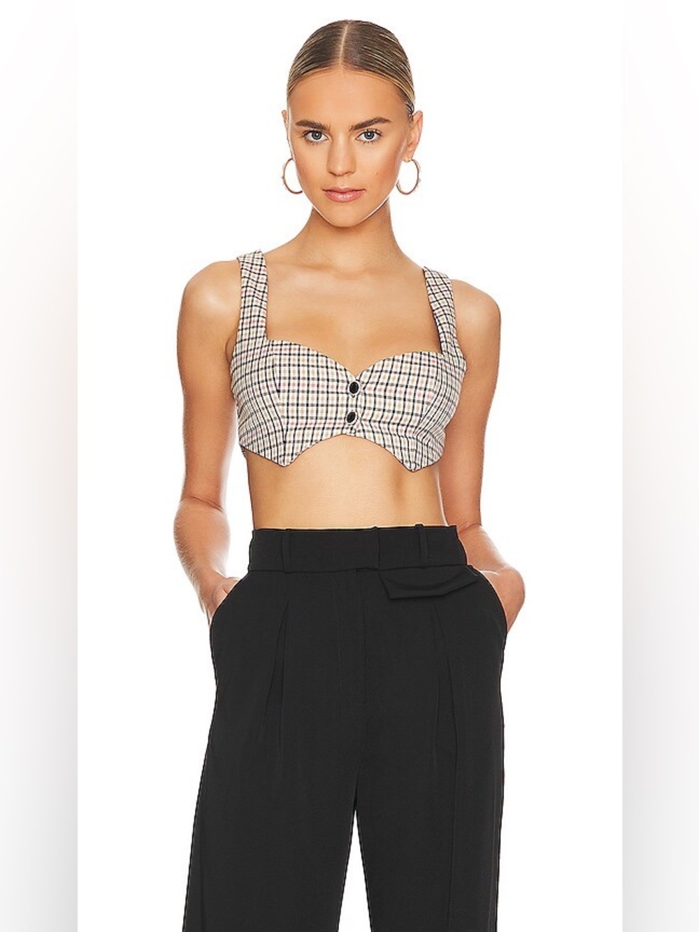 MAJORELLE Yvonne Crop Top Multi Gingham Size Small